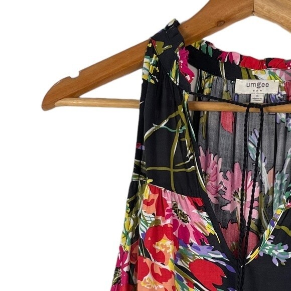 Umgee Sleeveless Floral Print Tiered Maxi Dress Size Small - Picture 4 of 8